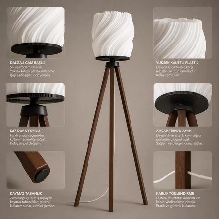 Luna Lambader Salon Oturma Odasi – Salon Aydınlatması 150 CM Kahverengi Ayaklı