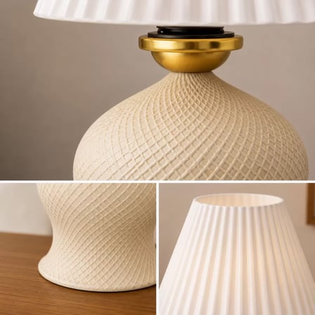 Luxury Tasarımlı Abajur – Yatak Odası ve Çocuk Odası İçin Dekoratif Aydınlatma 31x45 CM Alt Krem