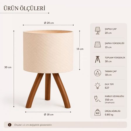 Lüks Yatak Odasi Abajur 45 CM Yuvarlak Kahverengi Ayaklı Beyaz