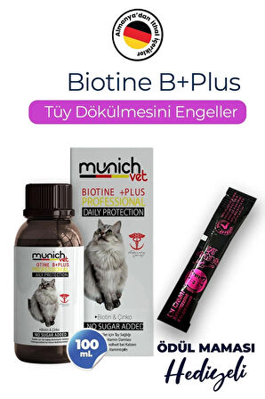 Munich Vet Biotine Plus Kedi Tüy Damlası (100 ml) (KEDİLERİN TÜY DÖKÜLMESİNİ ENGELLER)