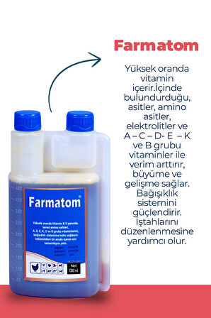 Munich Vet 2'li Set Kuşlar Için Farmatom Vitamin (1 LT) Neftor Hırıltı (500 ml)