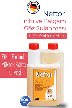 Munich Vet 2'li Set Kuşlar Için Farmatom Vitamin (1 LT) Neftor Hırıltı (500 ml)