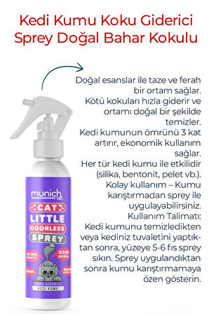 Munich Vet Doğal Bahar Kokulu Kedi Kumu Koku Giderici Sprey 400 ml