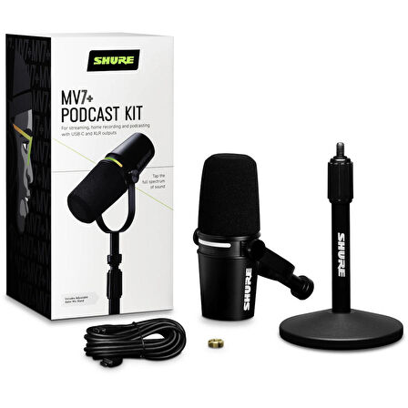 Shure MV7+ USB ve XLR Çıkışlı Podcast ve Yayın Mikrofonu Seti