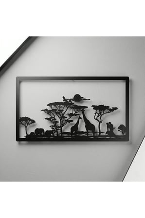 Modern Afrika Safari Temalı Estetik Metal Duvar Panosu