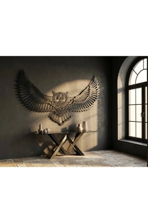 Desenli Baykuş Tasarımlı Hayvan Figürlü Metal Dekoratif Modern Duvar Tablosu Ev ve Ofis İçin