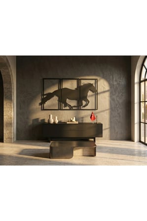 Desenli At Tasarımlı Hayvan Figürlü Metal Dekoratif Modern Duvar Tablosu Ev ve Ofis İçin