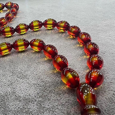 Sıkma Beyrut Kehribar Tesbih 25 CM Bordo