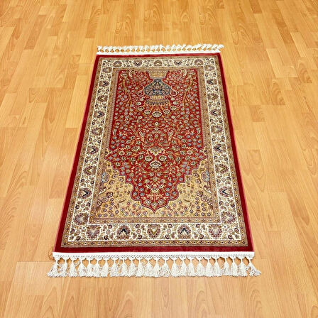 Mihrâb-ı Gülzâr Motifli İpek Seccade Pembe