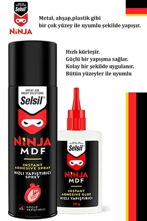 Selsil Ninja Hızlı Yapıştırıcı 200 ml + 50 gr Aktivator Süper Güçlü Japon Yapıştırıcı