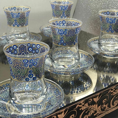 Desenli 6 Kişilik Çay Bardağı Seti