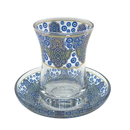 Desenli 6 Kişilik Çay Bardağı Seti