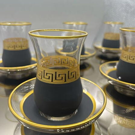 Desenli 6 Kişilik Çay Bardağı Seti