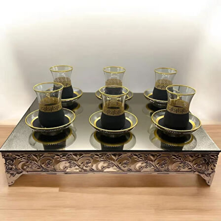 Desenli 6 Kişilik Çay Bardağı Seti