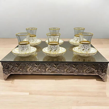 Desenli 6 Kişilik Çay Bardağı Seti