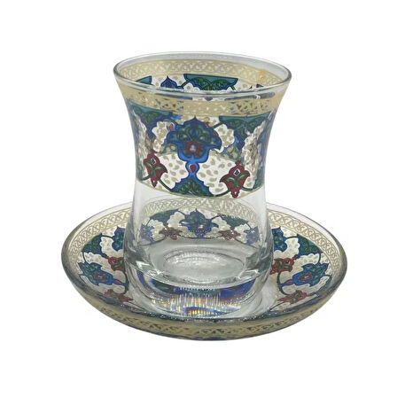 Desenli 6 Kişilik Çay Bardağı Seti