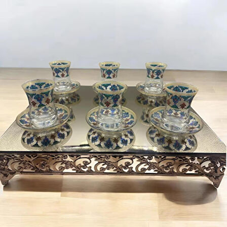Desenli 6 Kişilik Çay Bardağı Seti