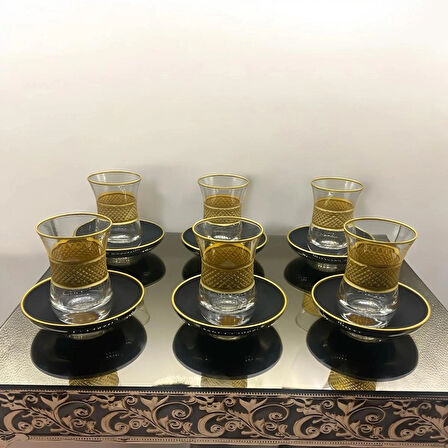 Desenli 6 Kişilik Çay Bardağı Seti