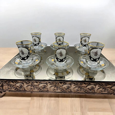 Desenli 6 Kişilik Çay Bardağı Seti
