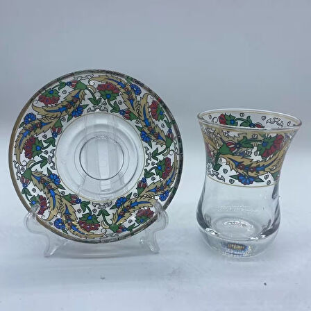 Desenli 6 Kişilik Çay Bardağı Seti