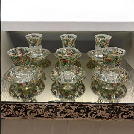 Desenli 6 Kişilik Çay Bardağı Seti