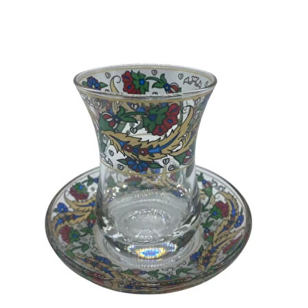 Desenli 6 Kişilik Çay Bardağı Seti