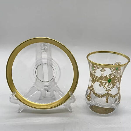 Desenli 6 Kişilik Çay Bardağı Seti