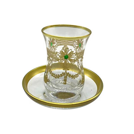 Desenli 6 Kişilik Çay Bardağı Seti