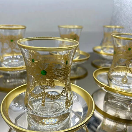 Desenli 6 Kişilik Çay Bardağı Seti