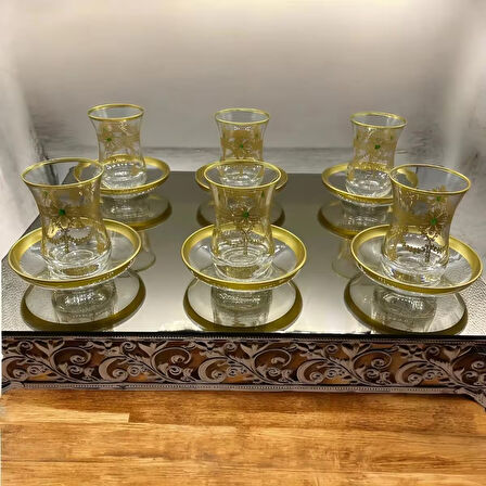 Desenli 6 Kişilik Çay Bardağı Seti