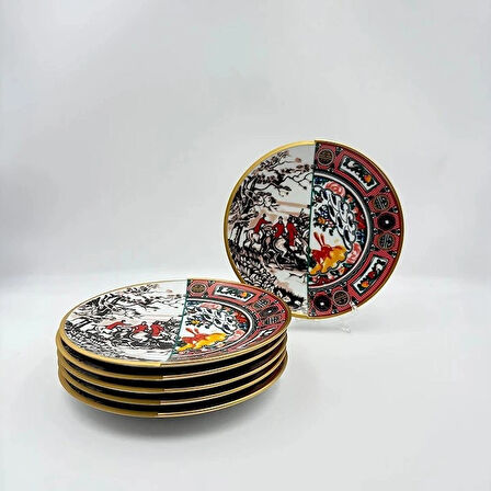 İki Desenli Martin 6'lı PastaTabağı