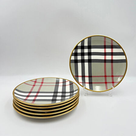 Ekose Desenli 6'lı Servis Seti