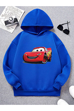 Pamuklu Erkek Çocuk Kapüşonlu Sweatshirt İki İplik Şardonlu McQueen Baskılı
