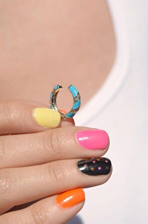 Mavi Mineli Earcuff Kıkırdak Küpesi
