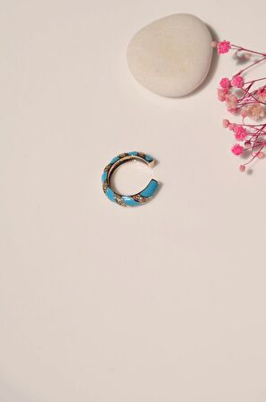 Mavi Mineli Earcuff Kıkırdak Küpesi
