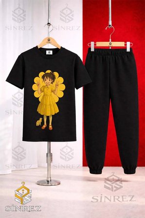 Çocuk HAVN GIRL ANIME Baskılı 3Lü Tişort Eşofman Takımı