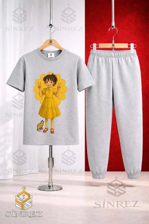 Çocuk HAVN GIRL ANIME Baskılı 3Lü Tişort Eşofman Takımı