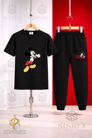 Çocuk MICKY DIL CIKARMA 3Lü Tişort Eşofman Takımı