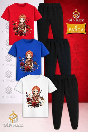 Çocuk JIYN ANIME GIRL Baskılı 3Lü Tişort Eşofman Takımı
