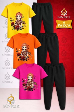 Çocuk JIYN ANIME GIRL Baskılı 3Lü Tişort Eşofman Takımı