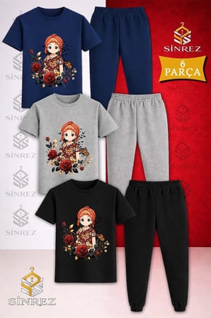 Çocuk JIYN ANIME GIRL Baskılı 3Lü Tişort Eşofman Takımı