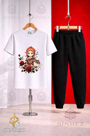 Çocuk JIYN ANIME GIRL Baskılı 3Lü Tişort Eşofman Takımı