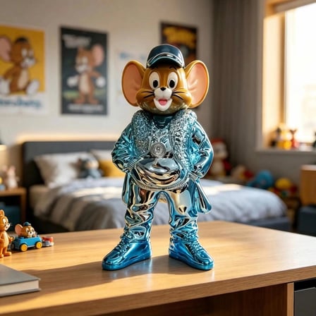 Dekoratif Mouse Heykelcik Dekoratif Mavi Fare Biblo – Reçine ve Galvaniz Kaplama