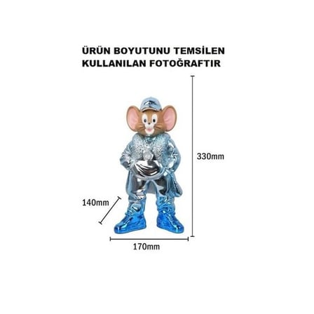 Dekoratif Mouse Heykelcik Dekoratif Mavi Fare Biblo – Reçine ve Galvaniz Kaplama