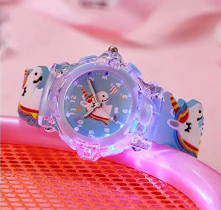 Sevimli Unicorn Işıklı Kuvars Kol Saati