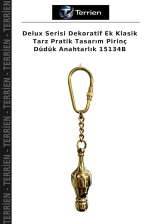 Delux Serisi Dekoratif Ek Klasik Tarz Pratik Tasarım Pirinç Düdük Anahtarlık 15134B