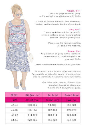 Kadın Mavi Şal Desen Askılı Büyük Beden Elbise