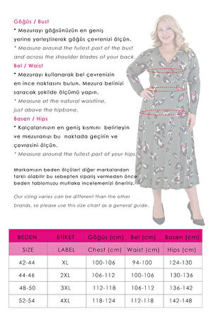 Kadın Yeşil Tiger Desen Kruvaze Yaka Büyük Beden Esnek Maxi Elbise