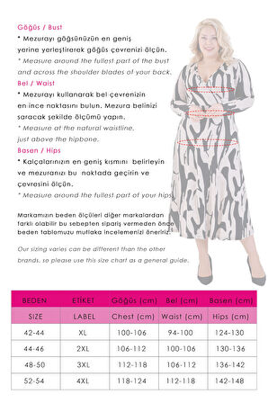 Kadın Bej Siyah Soyut Desen Kruvaze Yaka Büyük Beden Esnek Maxi Elbise