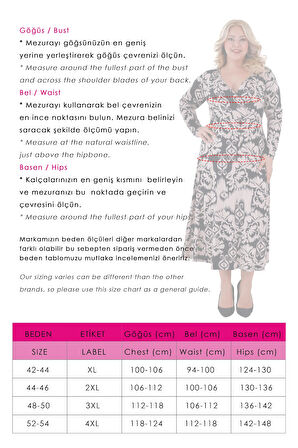 Kadın Siyah Bej Etnik Desen Kruvaze Yaka Büyük Beden Esnek Maxi Elbise